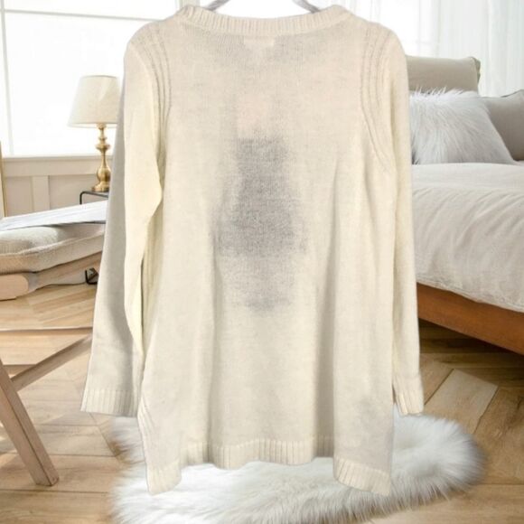 LC LAUREN CONRAD IVORY CREAM PENGUIN KNIT SWEATER DIAMOND RHINESTONE NOVELTY XS - Picture 14 of 15